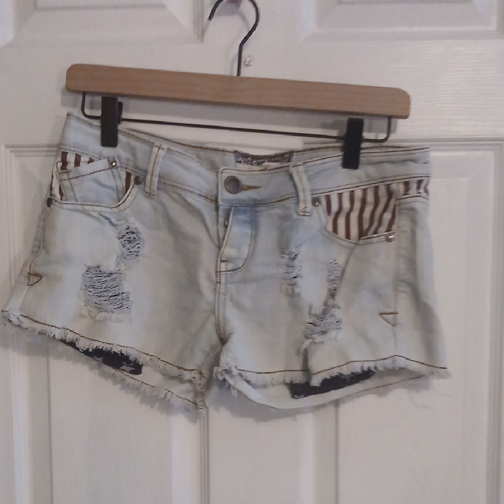 Hot Kiss Blue Distressed Jean Shorts